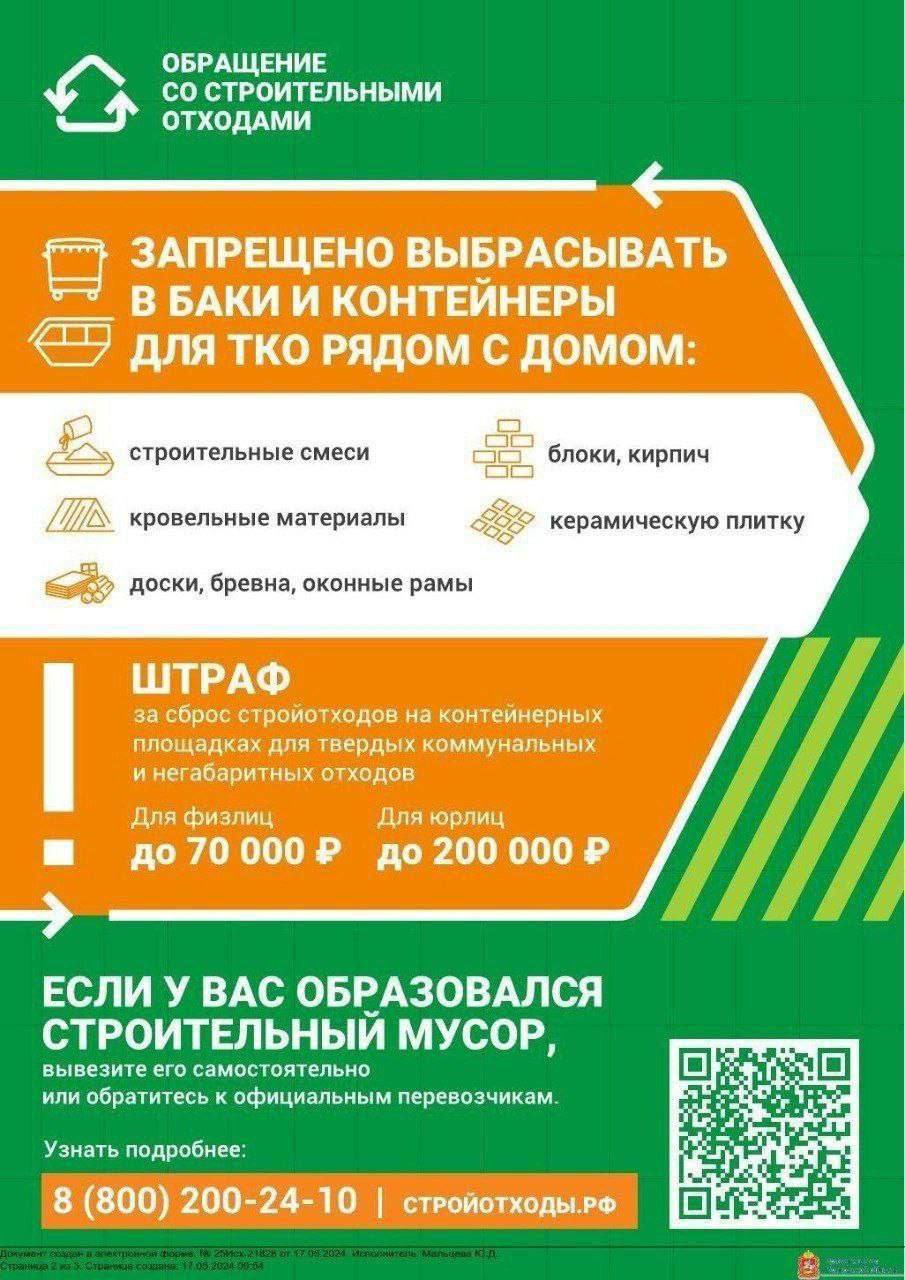 Жителям Серпухова напомнили, как обращаться со строительными отходами
